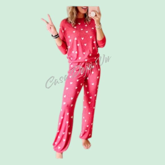 Comfy Hearts Premium Lounge Pajama Pants & Top 2 pc Set - Picture 8 of 10